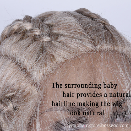 FZY Blonde  Braided synthetic hair wigs afro braided lace front wigs vendors with baby hair for women braid lace wig glueless